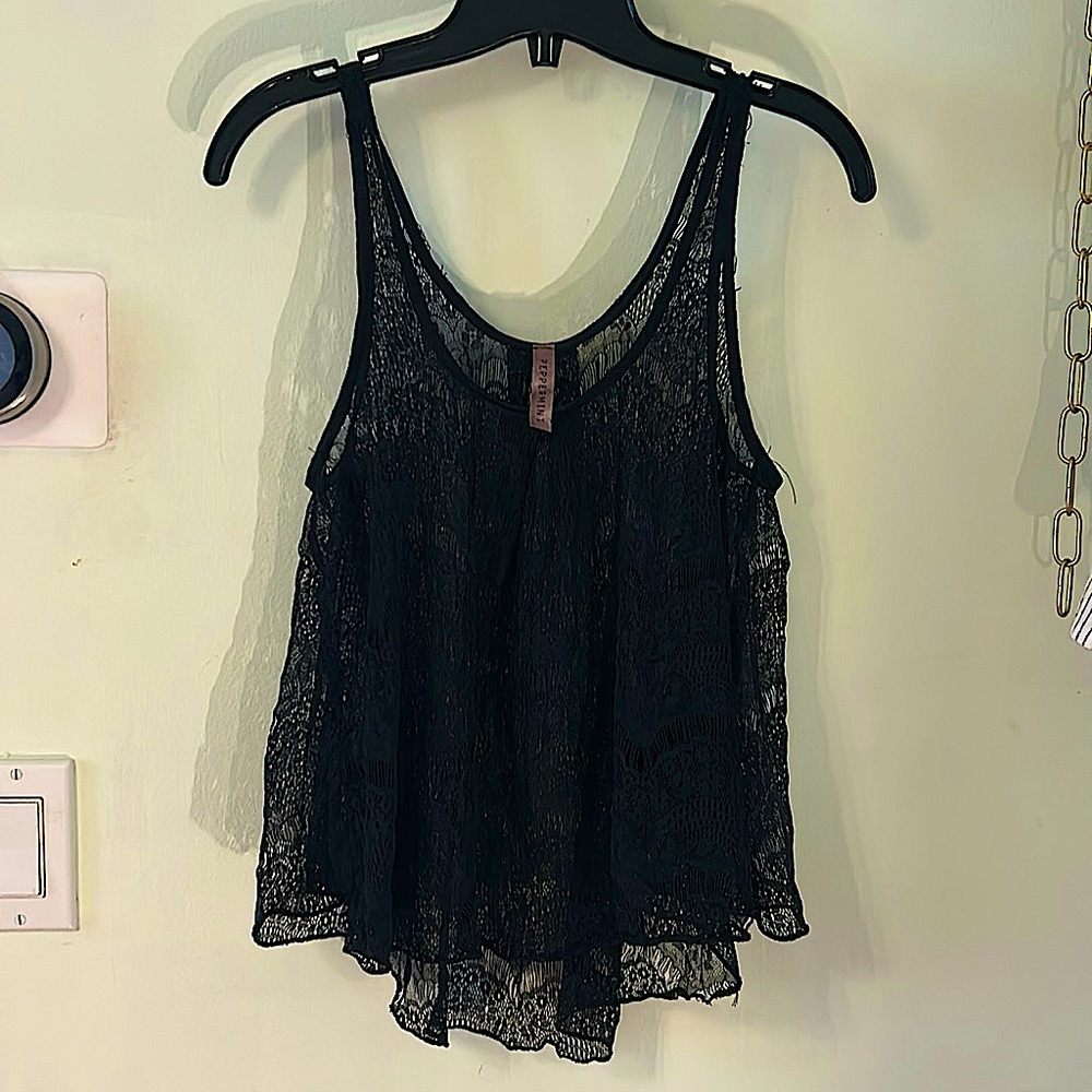 Peppermint Brand Lace Tank in Black